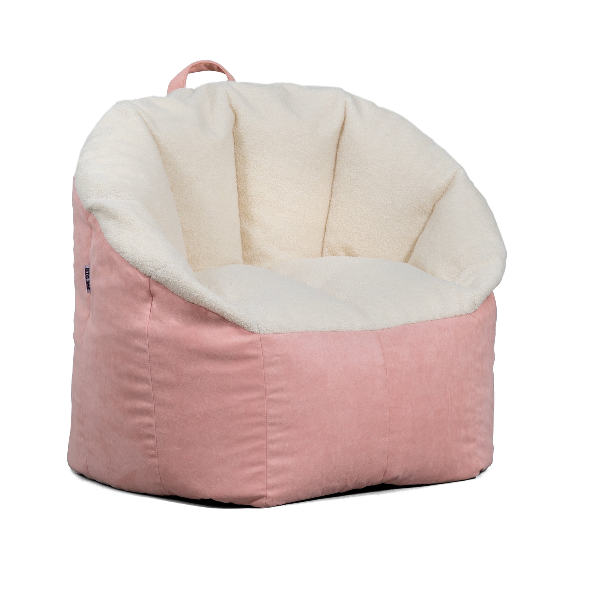Big Joe Milano Adult Bean Bag Chair, Oat Sherpa and Desert Rose, Vegan Suede, 2.5 feet