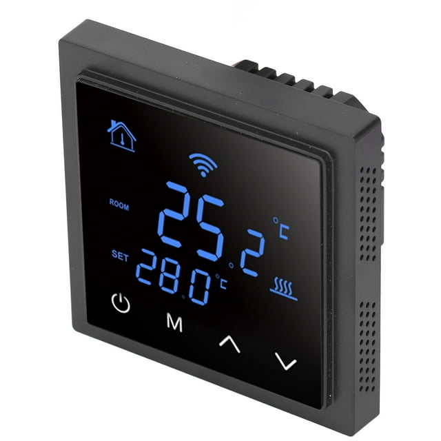Home Heating System Thermostat, WiFi Connectivity Accurate Temperature Control Floor Heating Thermostat for Office White,Black