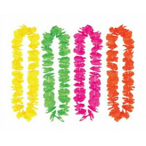 Silk N Petals 36" Assorted Neon Hawaiian Flower Lei Necklace Costume Accessory