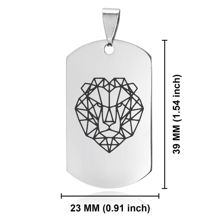 Stainless Steel Geometric Polygon Lion Animal Dog Tag Keychain