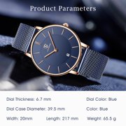 A ALPS Mens Watches Fashion Quartz Men's Watches Ultra Thin Minimalist Wristwatches with Stainless Steel Strap Gift for Man Father's Day Gifts