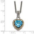 thumbnail image 3 of Auriga Fine Jewelry 925 Sterling Silver 9 mm with 14K Accent Antiqued Blue Topaz Heart Necklace 18" for Women, 3 of 6