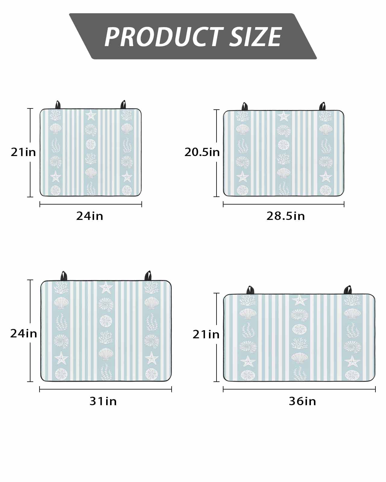 Stove Top Covers for Electric Stove, Sky Blue Striped Coastal Glass Stovetop Cover Protector, Nautical Beach Starfish Shell Induction Cooktop Protector Oven Mat for Kitchen Countertop 24"x21"