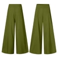 thumbnail image 2 of Palazzo Pants for Women Slacks Wide Leg High Waisted Business Casual Work Trousers with Pockets Green S, 2 of 6