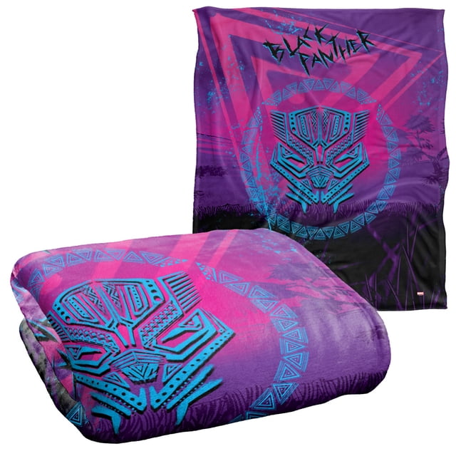 Marvel Black Panther Blanket, 50"x60", Neon Tribal, Silky Touch Super