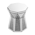 thumbnail image 2 of Silver Mirrored Drum End Table, Drum Coffee Table with Crystal Inlay Decor, Modern Side Table Accent Table, Mirrored Console Table Nightstand for Living Room, Bedroom, 2 of 8