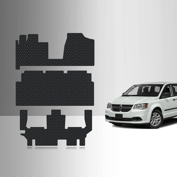 ToughPRO Front   3rd Row Mats Compatible with Dodge Grand Caravan 2017 - All Weather Heavy Duty (Made in USA) Black Rubber