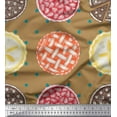thumbnail image 1 of Soimoi Brown polyester Crepe Fabric Dot & Pie Food Print Sewing Fabric Yard 52 Inch Wide, 1 of 3