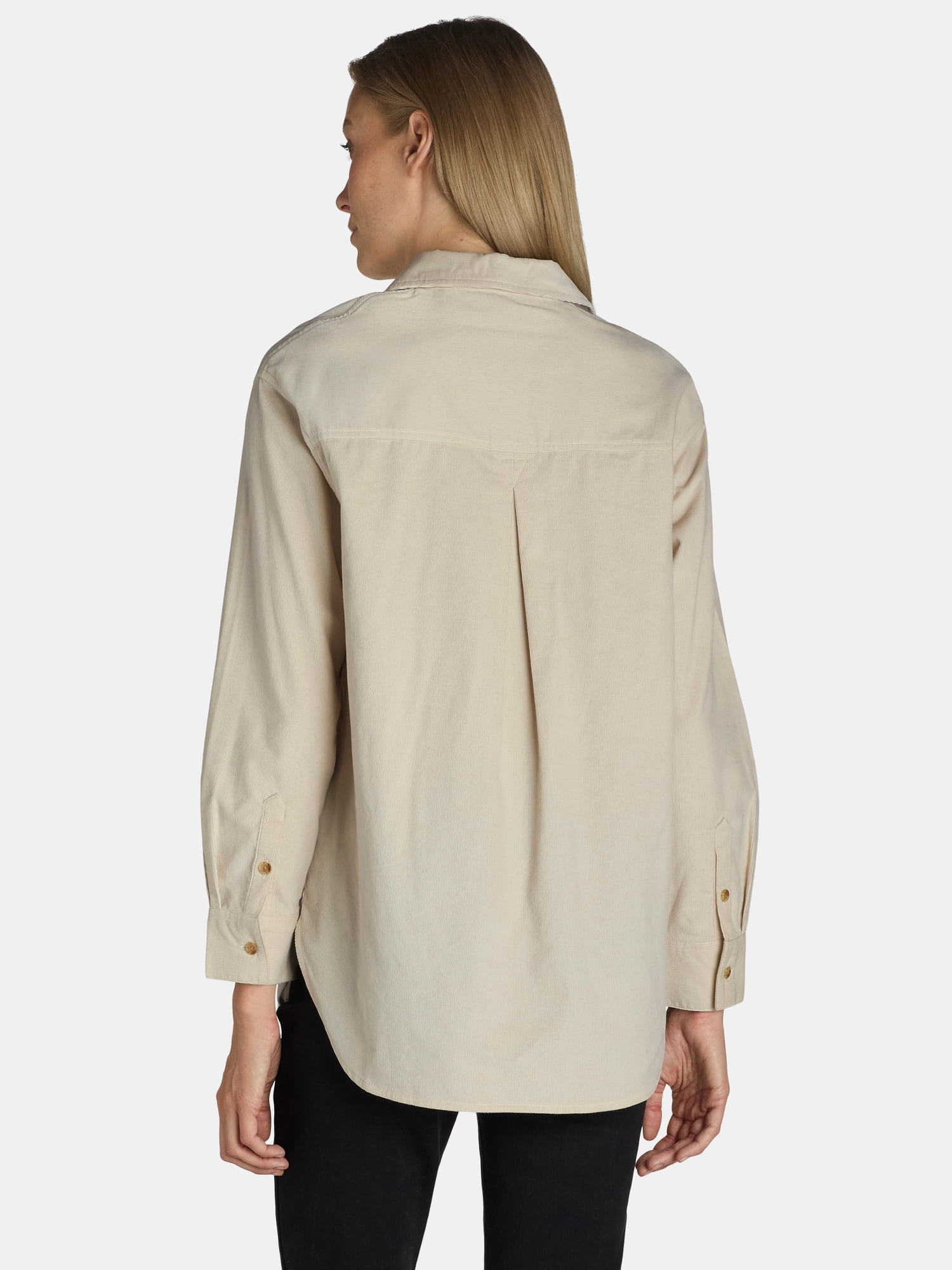 Time and Tru Women’s Cotton Corduroy Shirt with Long Sleeves, Sizes XS-XXXL