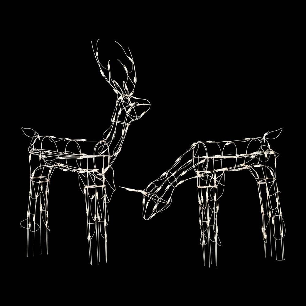 Holiday Time 2-Piece Lighted White Wire Deer Set, with 140 LED Lights