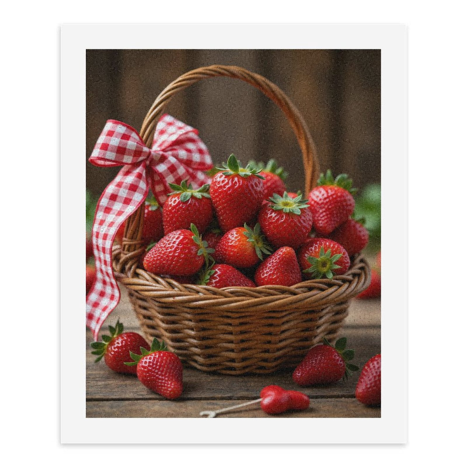 Paint By Numbers Kit for Adults Beginner - DIY Basket Of Fresh Strawberries Canvas Painting Kits for Adults, Frameless Paint By Number for Adults for Home Wall Decor 16x20 Inch