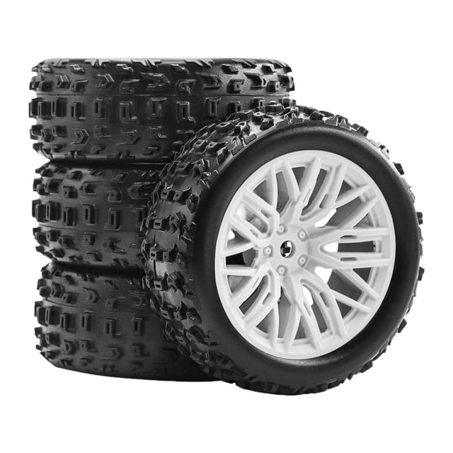 lionlar 4 Pcs Roues et Pneus de Voiture RC 1/18 Haute Performance Pièces de Rechange Accessoire Blanc