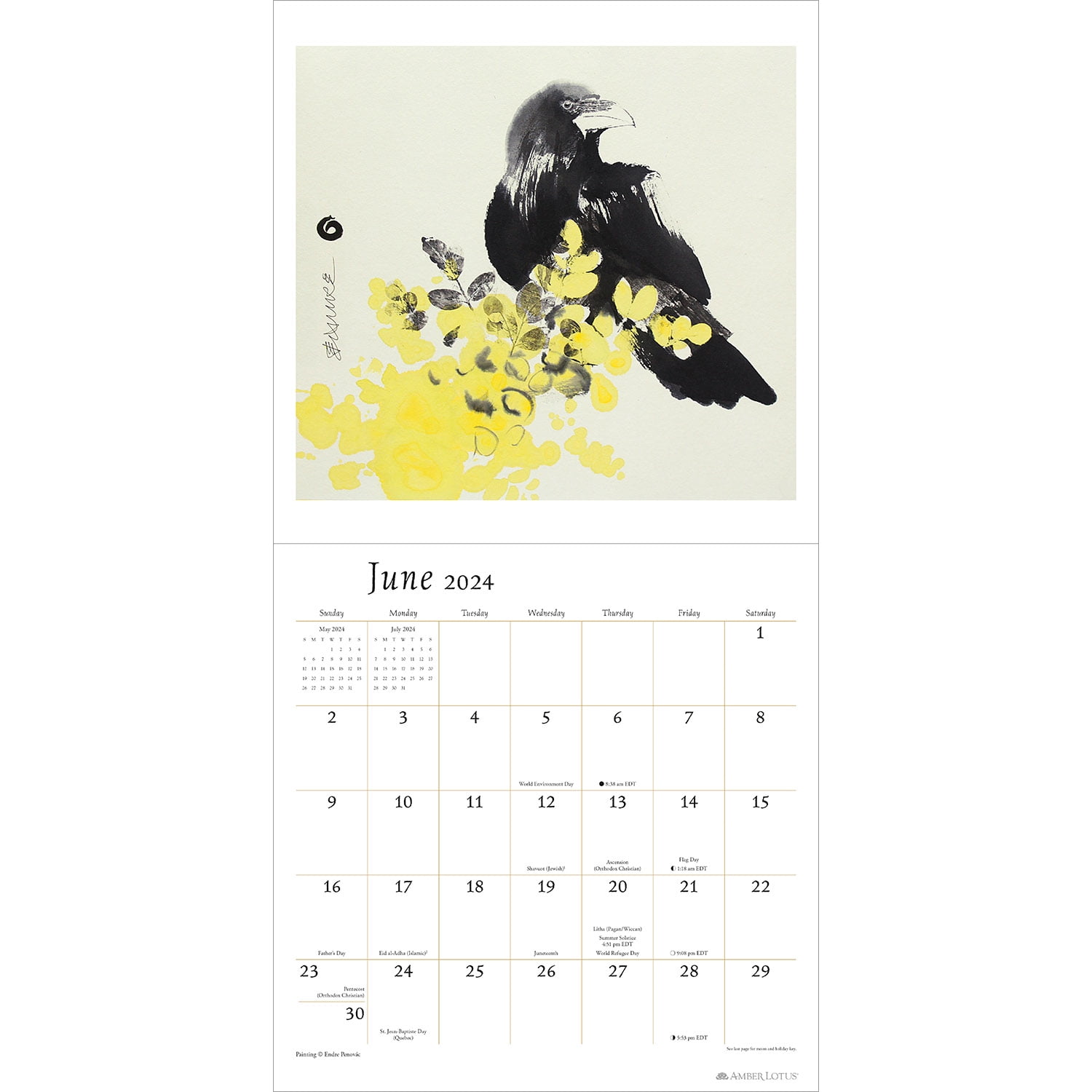 BIRD LOVERS BIRD WATCHERS WATERCOLOR 2024 MINI MAGNETIC CALENDAR