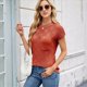 thumbnail image 5 of Tops de Verano con Mangas para Mujer, Suéter Informal de Punto de Corta, Camisas Holgadas Naranja Rojo XL, 5 of 9