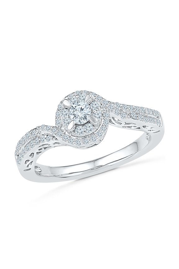 Sterling Silver Round Diamond Bridal Ring (0.33 cttw)