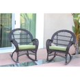 thumbnail image 2 of Jeco Resin Wicker Patio Rocker Chair in Espresso w/Sage Green Cushion (Set of 4), 2 of 2
