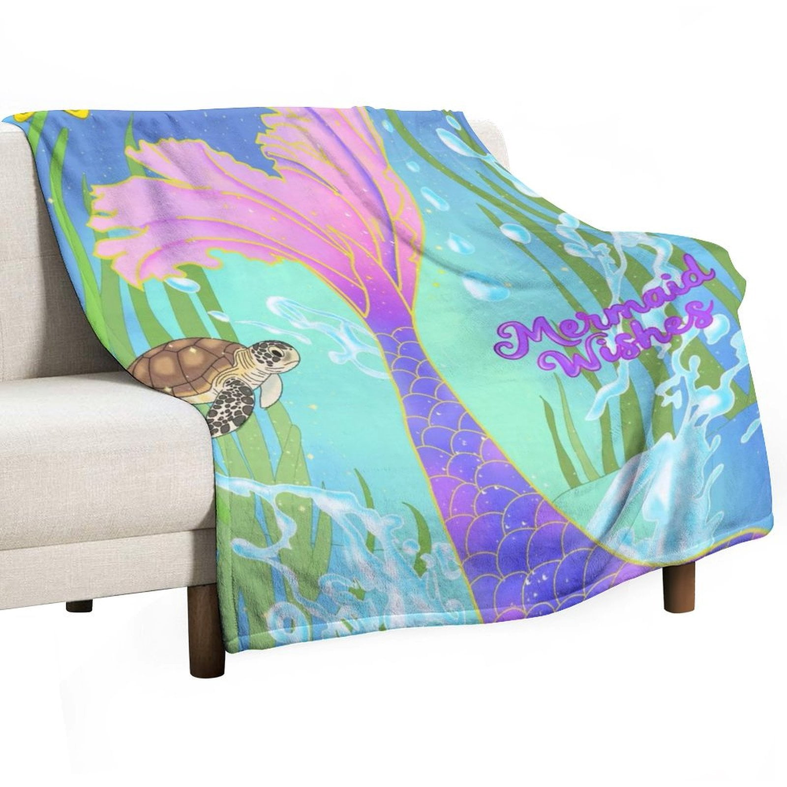 Mermaid Blanket, Cute Mermaid Tail Scales Fuzzy Soft Cozy Warm Mermaid Throw Blanket for Girls Kid, Fleece Blankets Couch Sofa Bedroom Nursery Bed Throws Blankets 50x 60inch