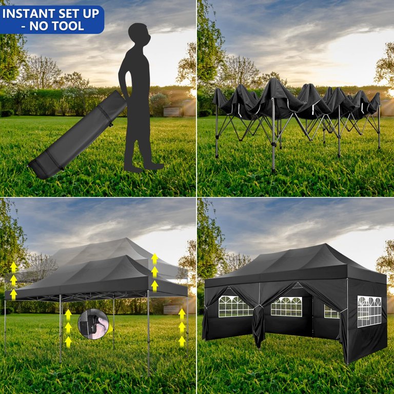 10x20 Heavy Duty Pop Up Canopy Commercial Tent Waterproof Gazebo Outdoor  Anti UV