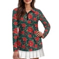 thumbnail image 2 of Aplkyhs Poinsettia Flower Golf Tennis Shirts Long Sleeve Cloth Workout Tennis T-Shirts Soft and Comfortable Lightweight with Collar Shirt Fit Plain for Yoga or Daily Wear, 2 of 7