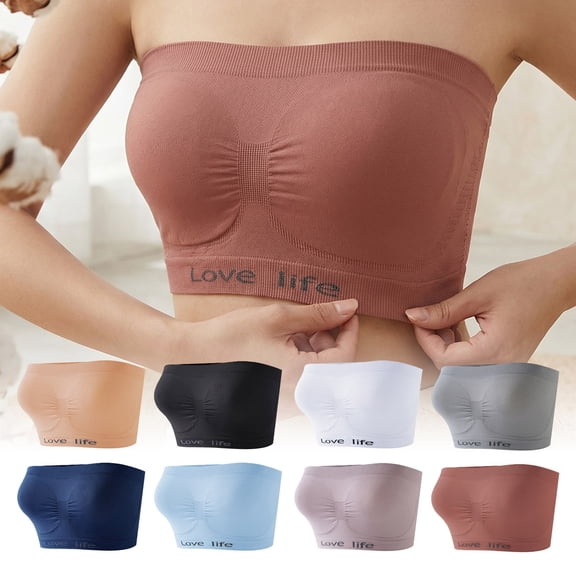 Strapless Bra for Women Plus Size Self Adhesive Bandeau Bralette Deep V No High Supportive Bras