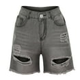 thumbnail image 3 of Durtebeua Women Denim Shorts Stretchy Distressed Denim Shorts Grey L, 3 of 6
