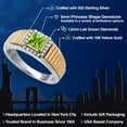 thumbnail image 2 of Gem Stone King 925 Silver and 10K Yellow Gold Green Peridot and White Lab Grown Diamond Statement Ring for Men | 0.89 Cttw | Princess 5MM | Gemstone August Birthstone | Size 12, 2 of 5
