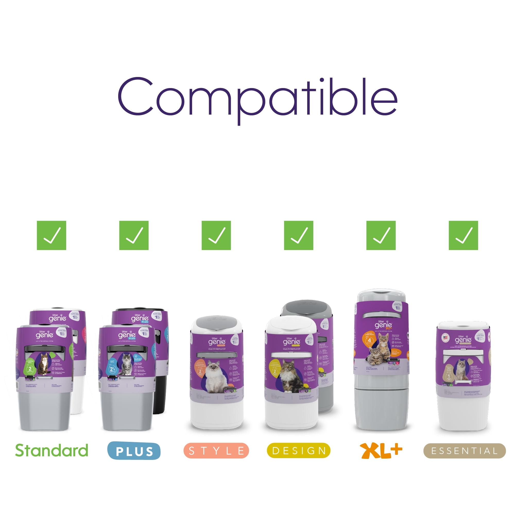 Litter Genie Cat Litter Disposal Jumbo refill, Value Pack, lasts up to 5 months, 35ft