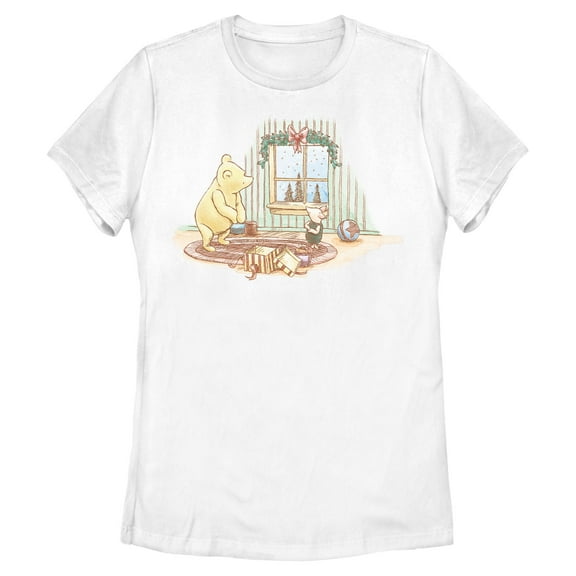 Womens Winnie the Pooh Christmas Duo Cozy Scene T Shirt
