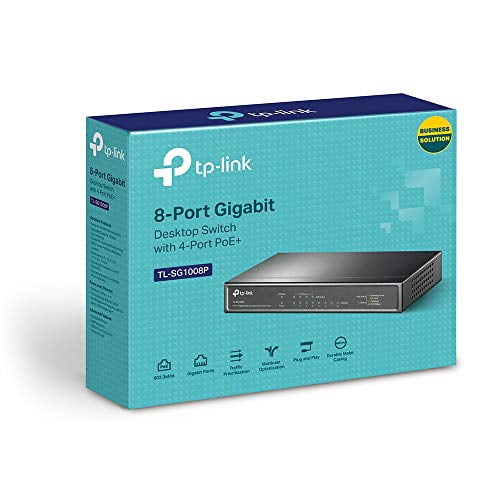 TP-LINK TL-SG1008P 8-Port Gigabit Desktop POE Switch with 4 PoE Ports - 8 Ports - 4 x POE - 4 x RJ-45 - 10/100/1000Base-T - Desktop