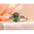 thumbnail image 5 of Unique Green Tourmaline Ring - Anniversary Gift - 925 Sterling Silver Ring - Three Birthstone Ring - Rose Quartz Jewelry Ring Gift for Her, 5 of 6