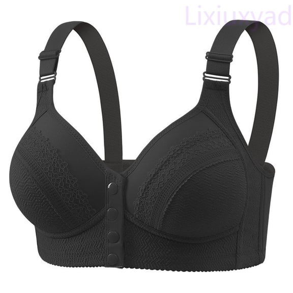 Lixiuxyad Women's Front Closure Wireless Bra Plus Size Thin Cup Side Support Comfortable Full Coverage Everyday T Shirt Bra,Bras for Women Black 36
