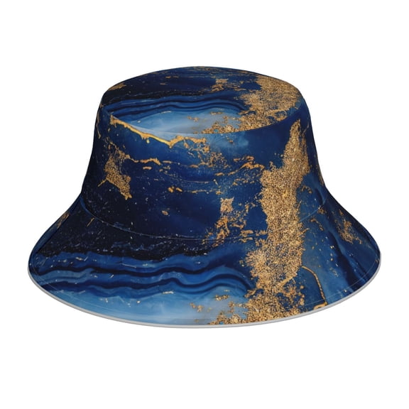 Balery Navy Blue Marble Sun Hats for Men Women Bucket Hat UPF 50  Buckey Hat Boonie Hat Foldable UV Protection Hiking Beach Fishing Summer
