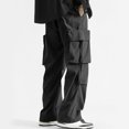 thumbnail image 4 of Fashionable Men's Solid Color Casual Elastic Lace up Loose Sports Work Pants, 4 of 7