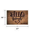 thumbnail image 5 of Personalized Planet 27x18 Hello Friends Doormat with Custom Family Name Printed on Brown Rectangular 1/8” Thick Non Slip Mat with Heart Design for Kitchen Hallway Deck or Porch, 5 of 6