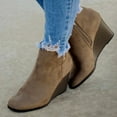 thumbnail image 6 of IUJSOY Womens Wedge Boots Suede Zipper Heeled Short Fall Boots Round Toe Casual Pumps Shoes, 6 of 9