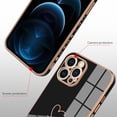 thumbnail image 2 of Compatible with iPhone 12 Pro Max Case Heart Cute Pattern Plating Electroplate Luxury Elegant Case Camera Protector Soft TPU Shockproof Protective Back Cover iPhone 12 Pro Max Case -Black, 2 of 6
