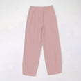 thumbnail image 4 of Pink Womens Pants Women's Linen Wide Leg Pants Casual Loose High Waist Beach Haren Pants Pockets Casual Pants Women, 4 of 6