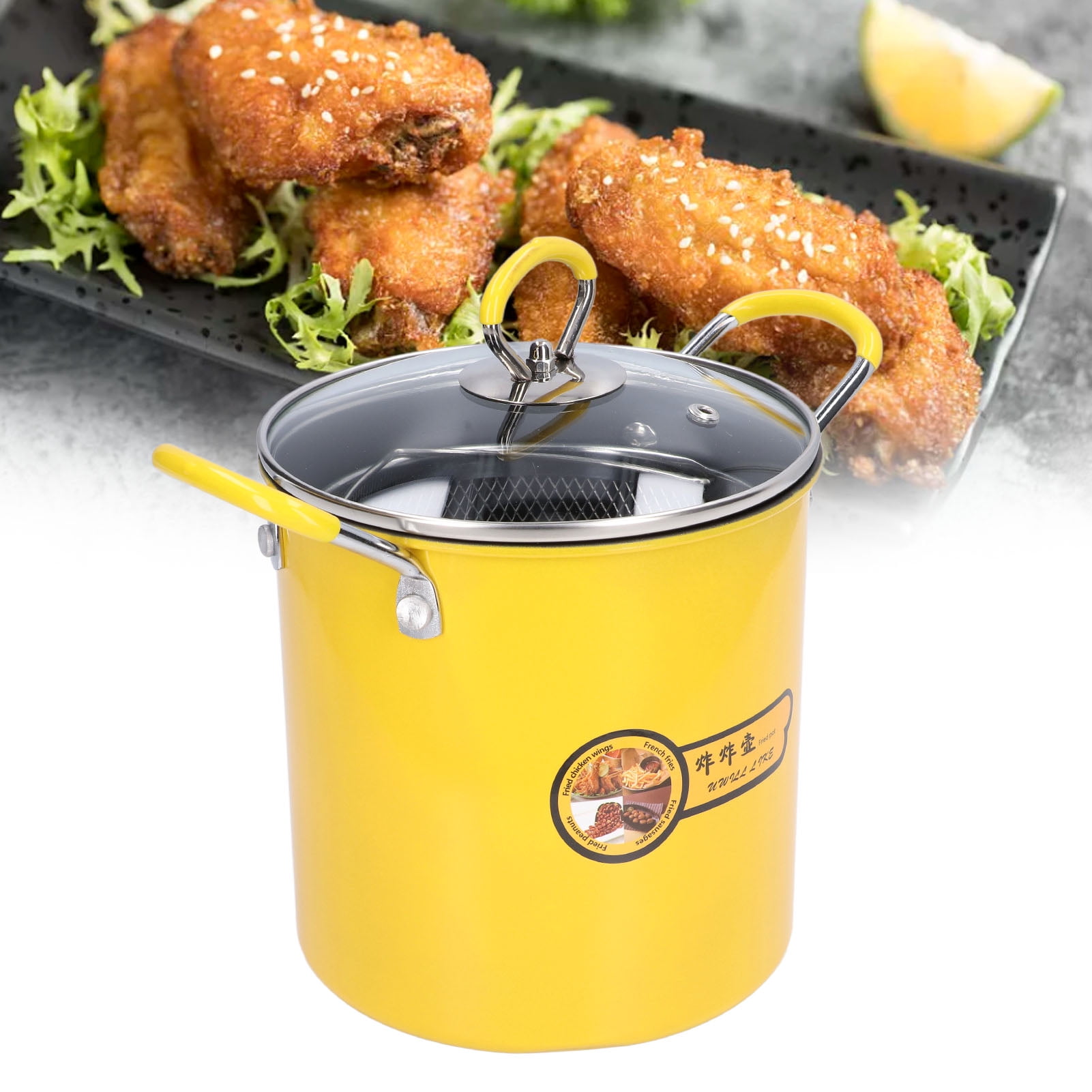 Spptty 3L Mini Deep Fryer Pot Stainless Steel Japanese Frying Pot With