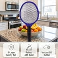 thumbnail image 4 of LAVA Electric Fly Swatter Handheld Mosquito Racket with 3-Layer Safety Mesh, Battery Operated Insect Killer for Indoor Outdoor Use, Large Size Tennis Killing Zap (Blue), 4 of 8