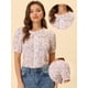 thumbnail image 2 of Allegra K Blusa Floral Para Mujer Con Cuello Peter Pan Y Encaje Con Botones Rosa XS, 2 of 4