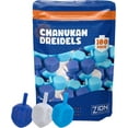 thumbnail image 4 of Zion Judaica Hanukkah Dreidels Multi Blues & White Hanukah Decor Medium Dridels Bulk Plastic Driedles Hebrew Letters and English Transliteration w/ Traditional Kids Chanukah Game Guide & Ziplock Bag, 4 of 5