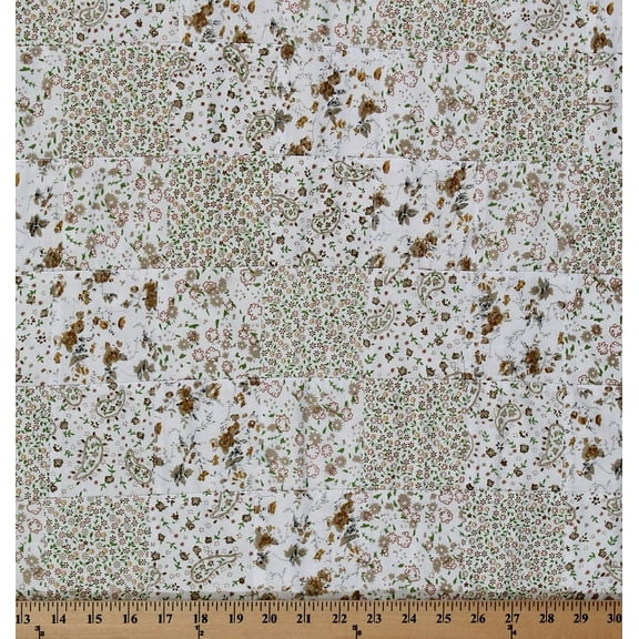 Cotton Granny's Attic Patchwork Plaid Flowers Paisleys Floral Fabric By the Yard (GA-308)