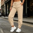 thumbnail image 4 of QIYAGBSA High Waisted Joggers for Women Soft Drawstring Elastic Waist Front Seam Side Pockets Ankle Cuffs Gym Fitness Running Casual Weekends, 4 of 8