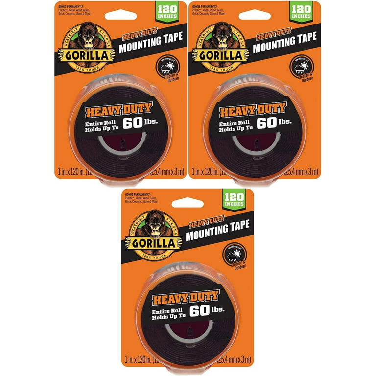 Gorilla Heavy Duty Extra Long Double Sided Mounting Tape 1 x 120 Black  (Pack of 1) 1 - Pack Tape