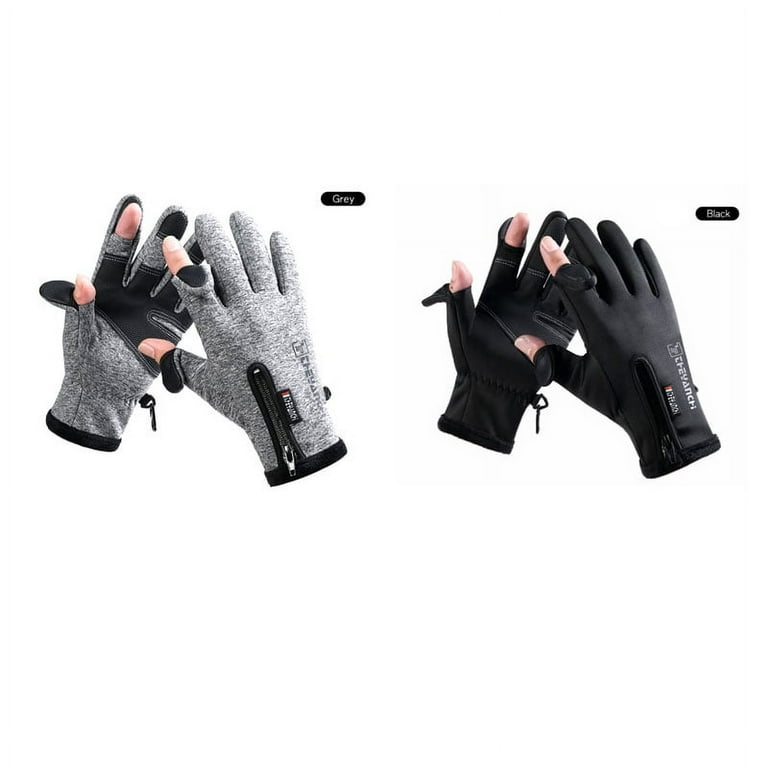 Winter Fishing Gloves 2 Finger Flip Waterproof Windproof Cycling Angling  Gloves