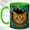 Green, variant on Tabby Cat Coffee Mug, Teal Wood Cat Mug, Ceramic 11 oz