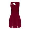 thumbnail image 5 of YiZYiF Womens Asymmetrical Mesh Ballet Dance Maxi Dress with Built-In Leotard Ballerina Lyrical Dance Costume Burgundy M, 5 of 7