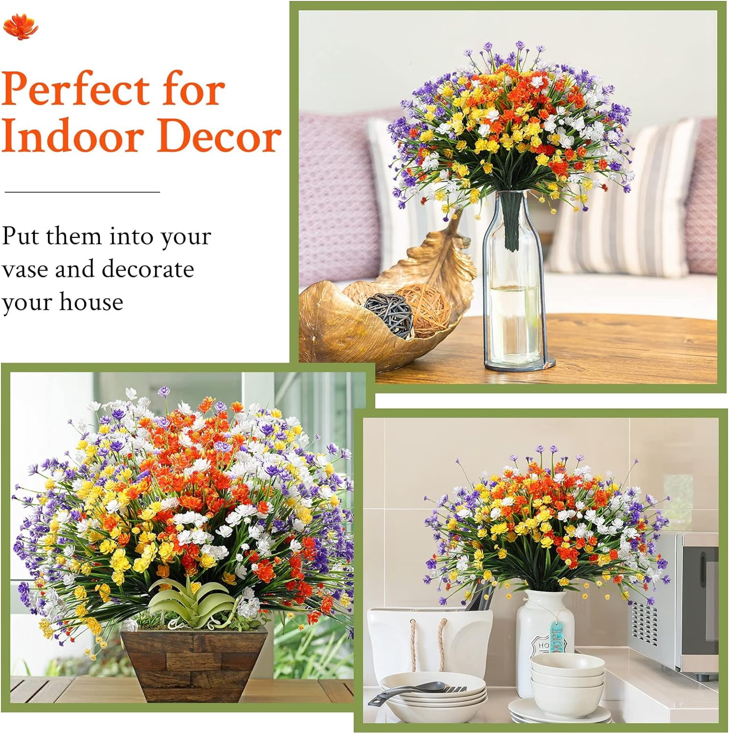 40 Bundles Outdoor Artificial Flowers UV Resistant Artificial Plants Bulk for Outside Faux Flowers Plastic Fake Plants Outdoors Summer Fall Decoration Shrubs Garden Porch Window Box Decor (Purple Red)