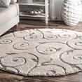 thumbnail image 1 of nuLOOM Vine Swirls Maisha Shag Area Rug, 5 3" Round, Cream, 1 of 2