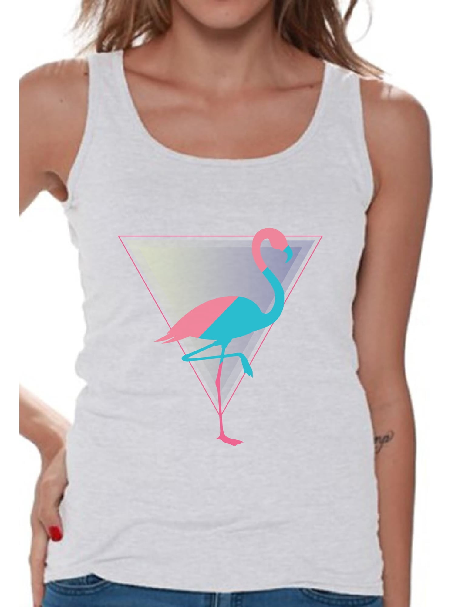 Women Majestically Flamingo Tank Top Funny Words Casual Sleeveless Cami Shirt